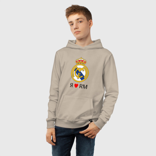Детская толстовка хлопок Я люблю Реал Мадрид, цвет миндальный - фото 6