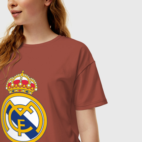 Женская футболка хлопок Oversize Я люблю Реал Мадрид, цвет кирпичный - фото 3