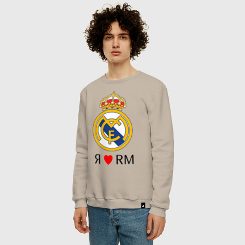 Мужской свитшот хлопок Я люблю Реал Мадрид, цвет миндальный - фото 3