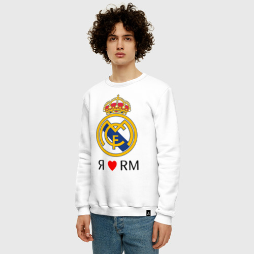 Мужской свитшот хлопок Я люблю Реал Мадрид, цвет белый - фото 3