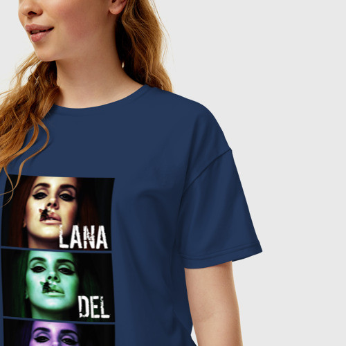 Женская футболка хлопок Oversize с принтом Лана Дель Рей, фото на моделе #1