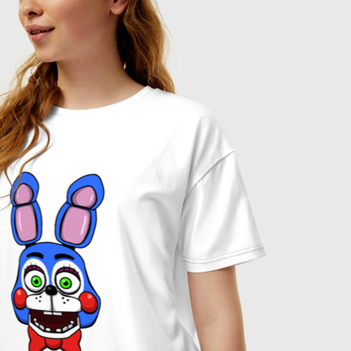 Женская футболка хлопок Oversize Toy Bonnie FNAF, цвет белый - фото 3