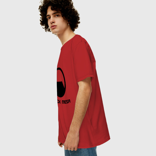 Мужская футболка хлопок Oversize с принтом Black mesa, вид сбоку #3