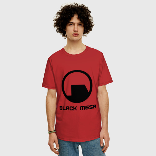 Мужская футболка хлопок Oversize с принтом Black mesa, фото на моделе #1