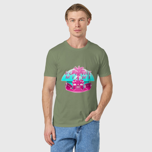 Мужская футболка хлопок Hotline Miami logo, цвет авокадо - фото 3