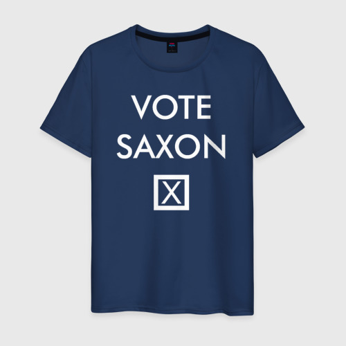Мужская футболка из хлопка с принтом Vote Saxon, вид спереди №1
