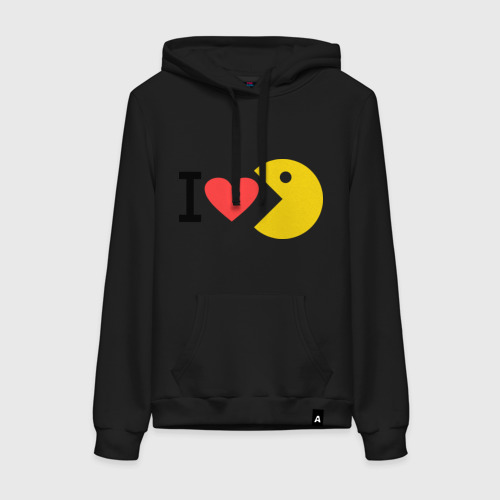 Женская толстовка хлопок I love Packman, цвет черный