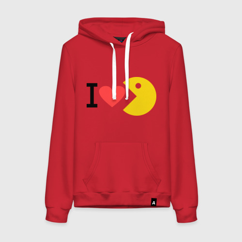 Женская толстовка хлопок I love Packman, цвет красный