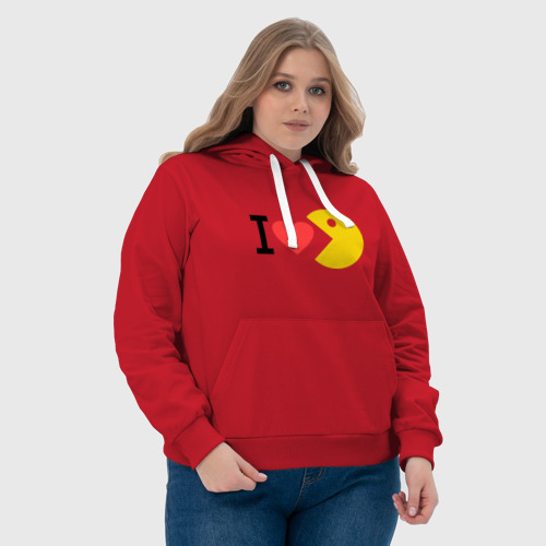 Женская толстовка хлопок I love Packman, цвет красный - фото 6