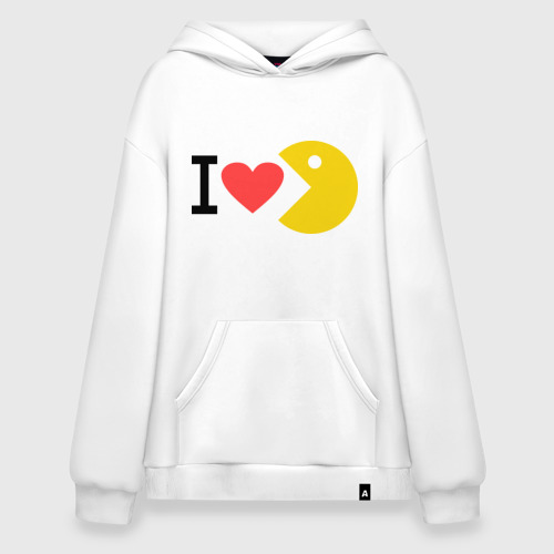 Худи SuperOversize хлопок I love Packman, цвет белый