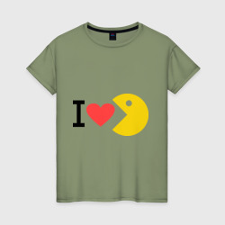 Женская футболка хлопок I love Packman