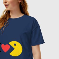 Женская футболка хлопок Oversize I love Packman - фото 2