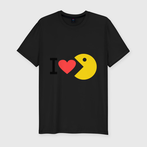 Мужская футболка хлопок Slim I love Packman, цвет черный