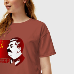 Женская футболка хлопок Oversize Сталин - фото 2