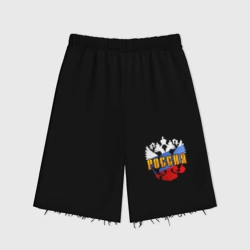 Женские шорты oversize футер хлопок Россия триколор