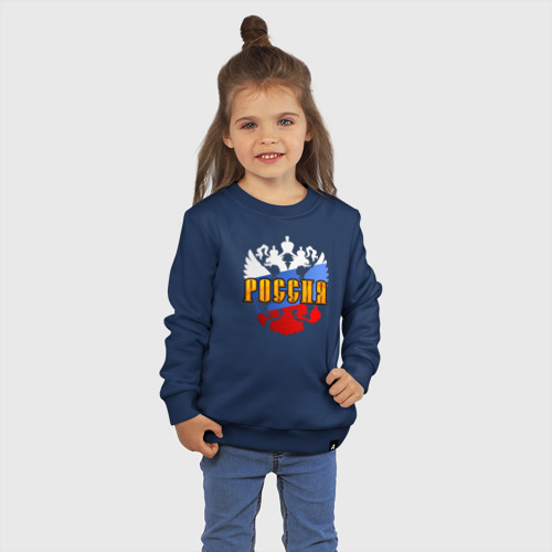 Детский свитшот хлопок Россия триколор, цвет темно-синий - фото 3