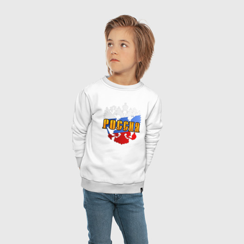 Детский свитшот хлопок Россия триколор, цвет белый - фото 5