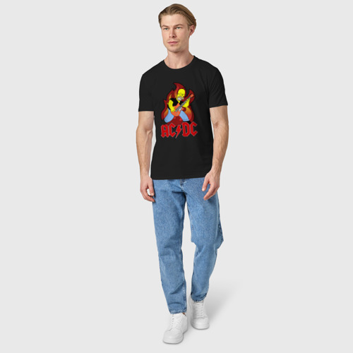 Мужская футболка хлопок Гомер играет AC DC, цвет черный - фото 5