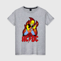 Женская футболка хлопок Гомер играет AC DC