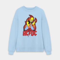 Мужской свитшот oversize без начеса хлопок Гомер играет AC DC