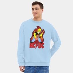 Мужской свитшот oversize без начеса хлопок Гомер играет AC DC - фото 2
