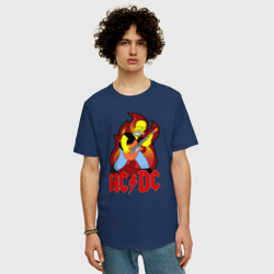 Мужская футболка хлопок Oversize Гомер играет AC DC - фото 2