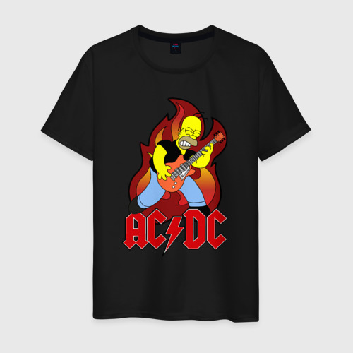 Мужская футболка хлопок Гомер играет AC DC, цвет черный