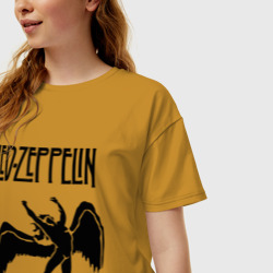 Женская футболка хлопок Oversize Led Zeppelin swan - фото 2