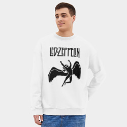 Мужской свитшот oversize без начеса хлопок Led Zeppelin swan - фото 2