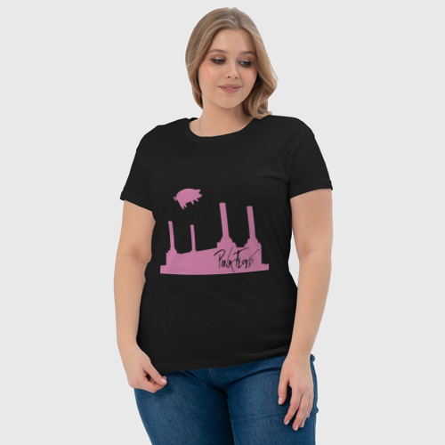 Женская футболка хлопок с принтом Pink Floyd pig, фото #4