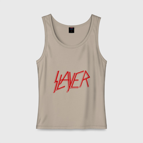 Женская майка хлопок Slayer logo, цвет миндальный