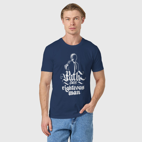 Мужская футболка хлопок Path of the righteous man, цвет темно-синий - фото 3