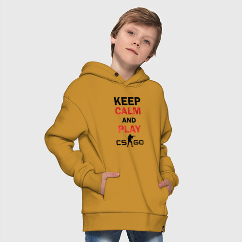 Детское худи Oversize хлопок Keep Calm and play cs:go, цвет горчичный - фото 9