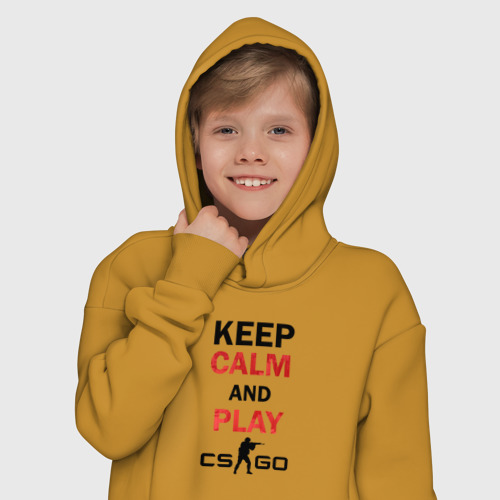 Детское худи Oversize хлопок Keep Calm and play cs:go, цвет горчичный - фото 12