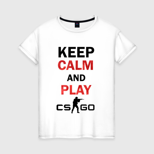 Женская футболка хлопок Keep Calm and play cs:go, цвет белый