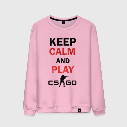 Мужской свитшот хлопок Keep Calm and play cs:go, цвет светло-розовый