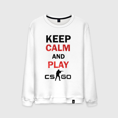 Мужской свитшот хлопок Keep Calm and play cs:go, цвет белый