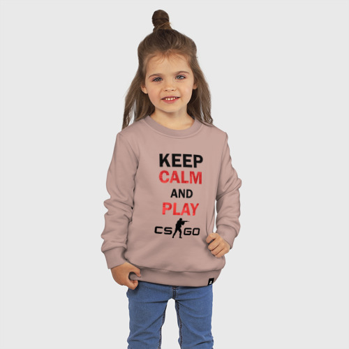 Детский свитшот хлопок с принтом Keep Calm and play cs:go, фото на моделе #1