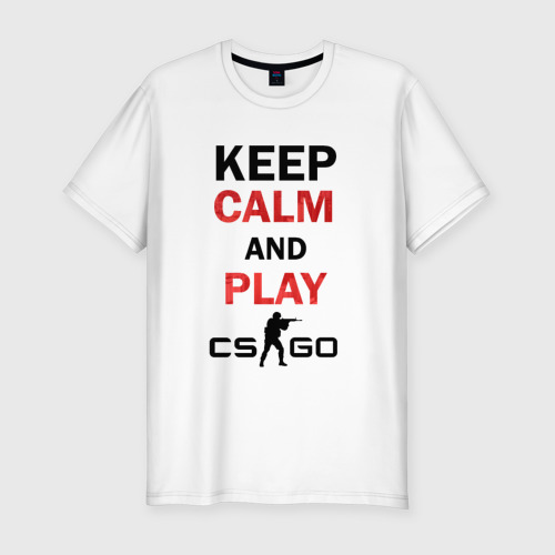 Мужская футболка хлопок Slim Keep Calm and play cs:go, цвет белый