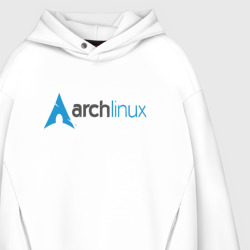 Худи с принтом Arch Linux для мужчины, вид на модели спереди №3. Цвет основы: белый