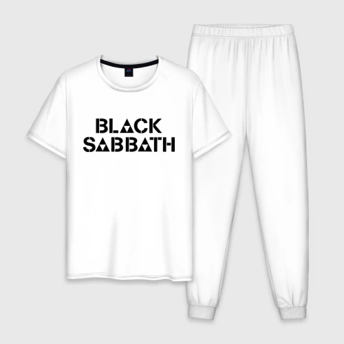 Мужская пижама с белой футболкой хлопок Black Sabbath