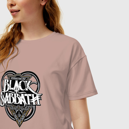 Женская футболка хлопок Oversize Black Sabbath, цвет пыльно-розовый - фото 3