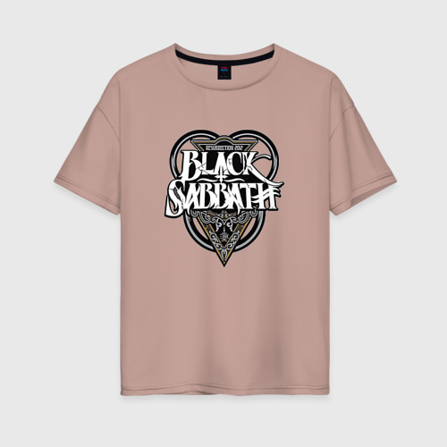 Женская футболка хлопок Oversize Black Sabbath, цвет пыльно-розовый