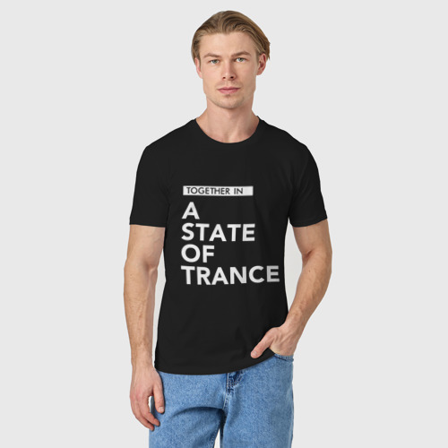 Мужская футболка хлопок Together in A State of Trance, цвет черный - фото 3