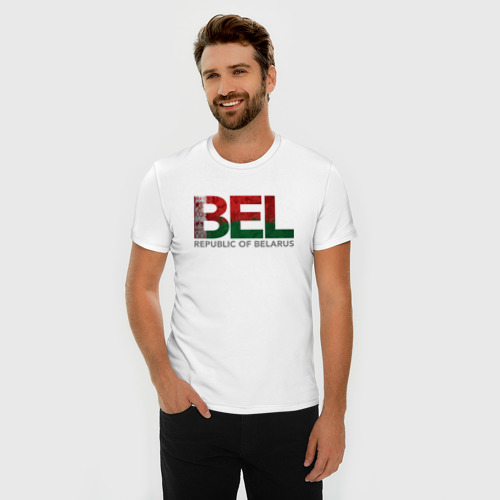 Мужская футболка хлопок Slim Беларусь, цвет белый - фото 3