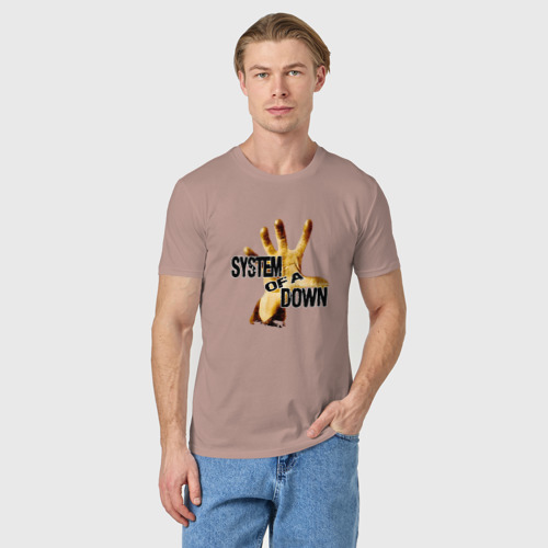 Мужская футболка хлопок System Of A Down, цвет пыльно-розовый - фото 3