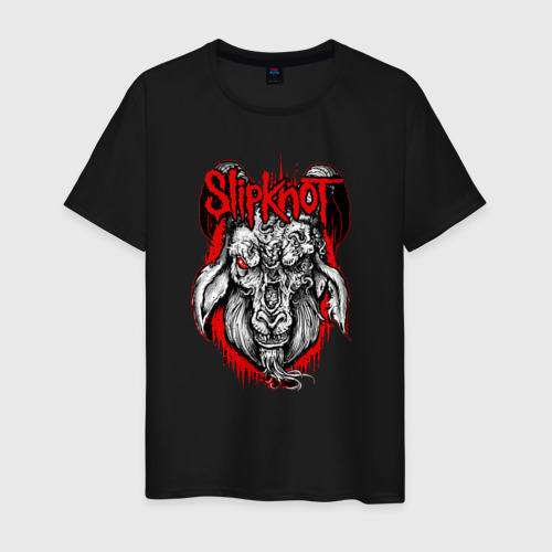 Мужская футболка хлопок Slipknot goat, цвет черный