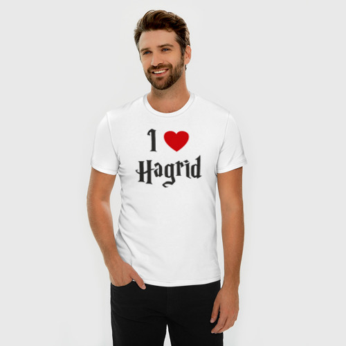 Мужская футболка хлопок Slim I LOVE HAGRID, цвет белый - фото 3