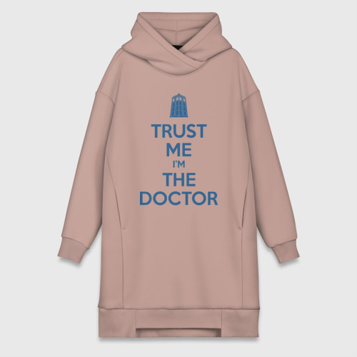 Платье-худи хлопок Trust me I'm the Doctor, цвет пыльно-розовый