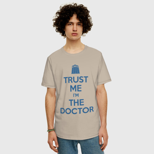 Мужская футболка хлопок Oversize Trust me I'm the Doctor, цвет миндальный - фото 3